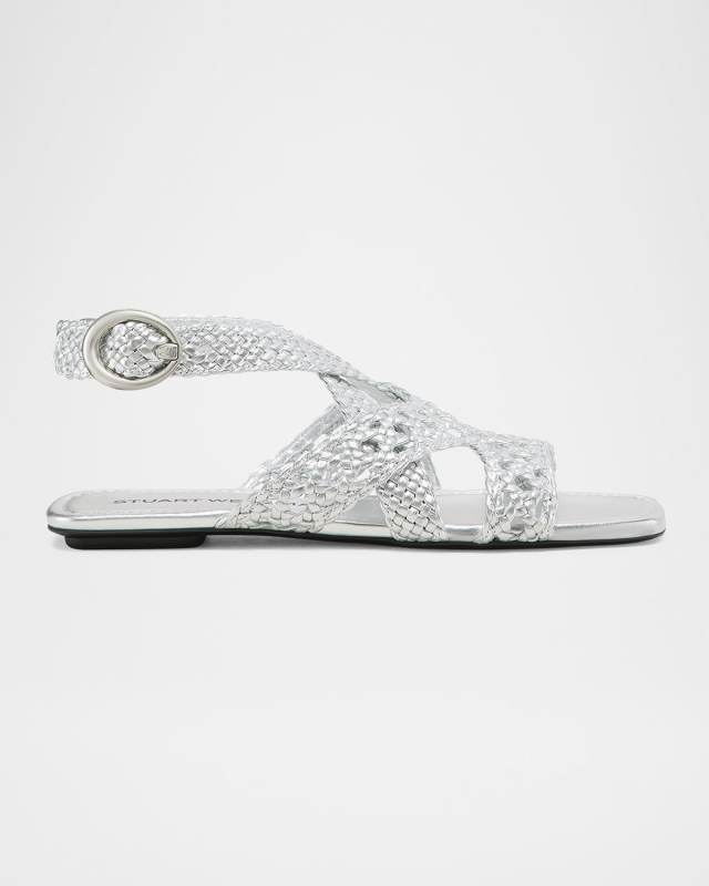 Thea Metallic Braided Slingback Sandals